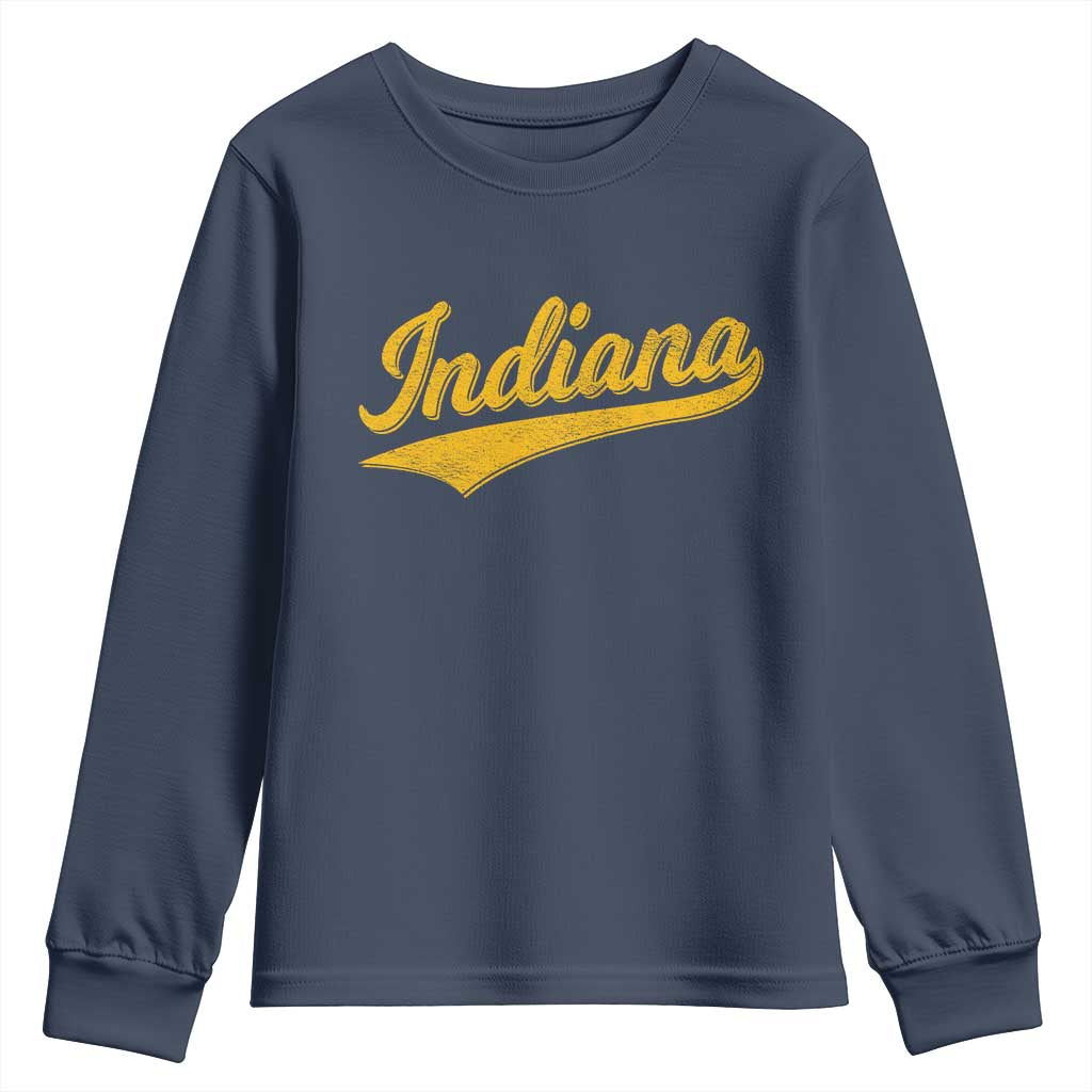Vintage Indiana Retro Yellow Throwback Distressed Youth Sweatshirt Retro Classic IN State Pride - Wonder Print Shop