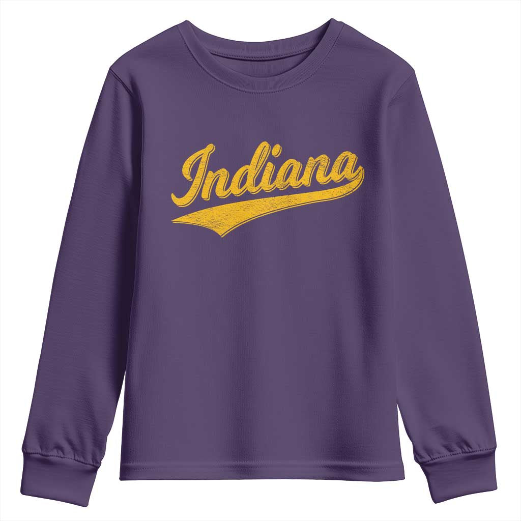 Vintage Indiana Retro Yellow Throwback Distressed Youth Sweatshirt Retro Classic IN State Pride - Wonder Print Shop