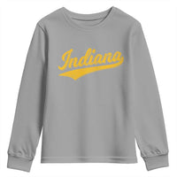 Vintage Indiana Retro Yellow Throwback Distressed Youth Sweatshirt Retro Classic IN State Pride - Wonder Print Shop