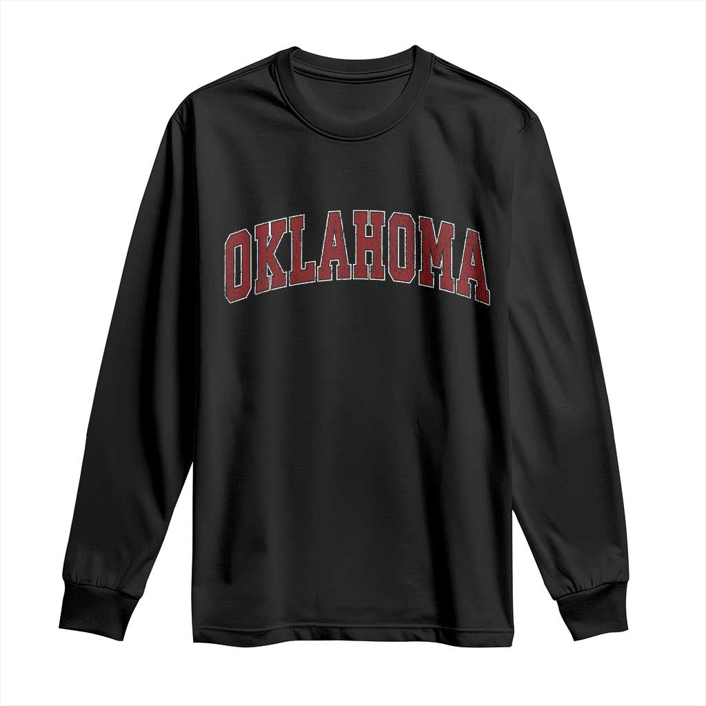 Vintage OKLAHOMA OK Long Sleeve Shirt Retro Throwback Design Classic Athletic Sports - Wonder Print Shop
