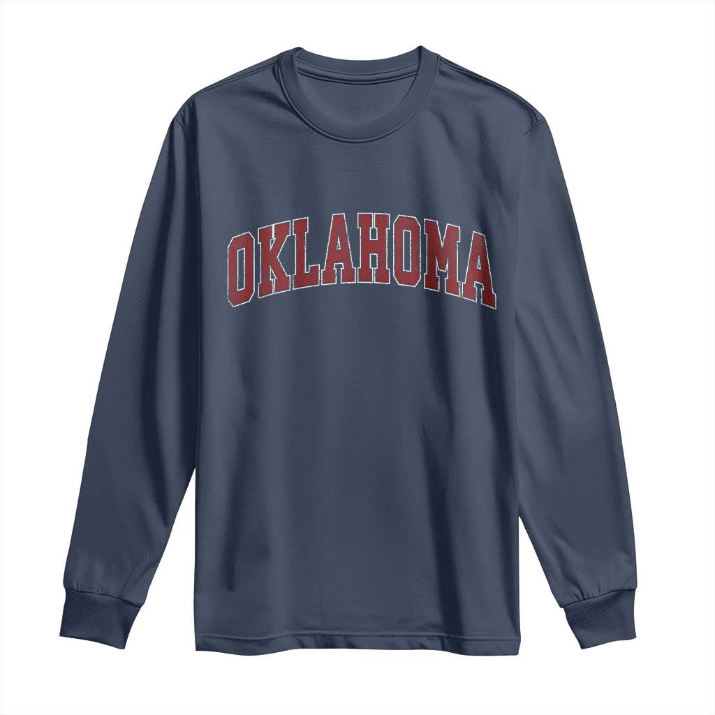 Vintage OKLAHOMA OK Long Sleeve Shirt Retro Throwback Design Classic Athletic Sports - Wonder Print Shop