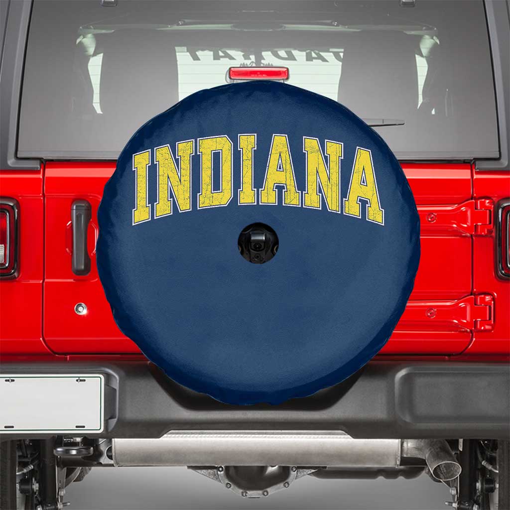 Vintage Indiana IN Spare Tire Cover Retro Throwback Design Classic Yellow Athletic Sports - Wonder Print Shop