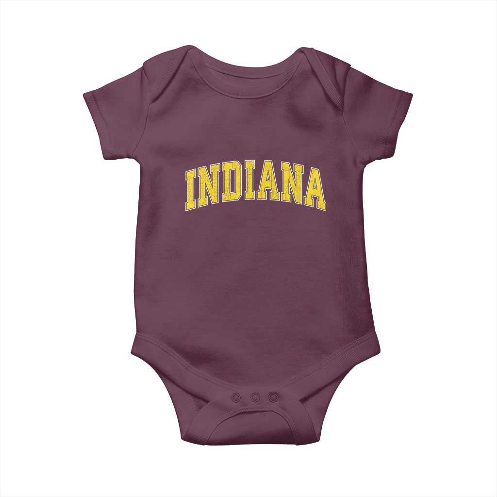Vintage Indiana IN Baby Onesie Retro Throwback Design Classic Yellow Athletic Sports - Wonder Print Shop