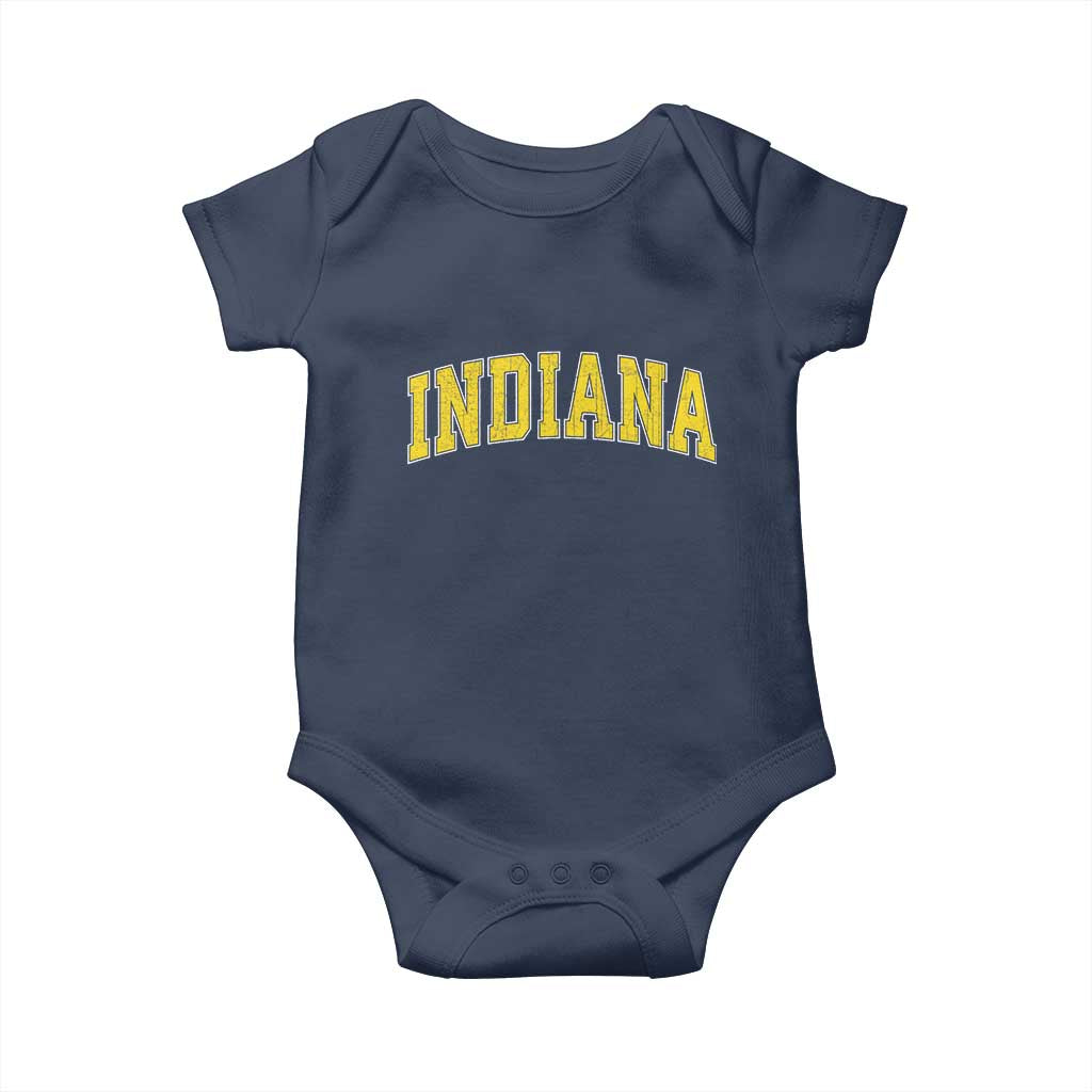Vintage Indiana IN Baby Onesie Retro Throwback Design Classic Yellow Athletic Sports - Wonder Print Shop