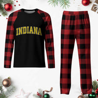 Vintage Indiana IN Plaid Pajama Set Retro Throwback Design Classic Yellow Athletic Sports - Wonder Print Shop