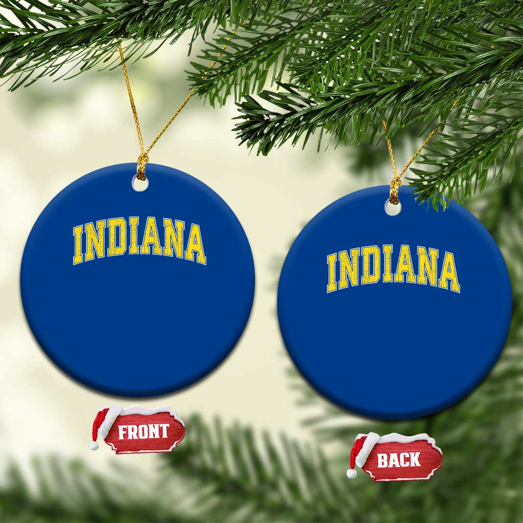 Vintage Indiana IN Ceramic Ornament Retro Throwback Design Classic Yellow Athletic Sports - Wonder Print Shop