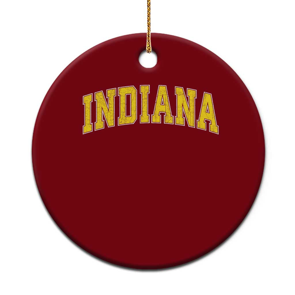 Vintage Indiana IN Ceramic Ornament Retro Throwback Design Classic Yellow Athletic Sports - Wonder Print Shop