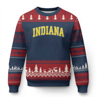 Vintage Indiana IN Ugly Christmas Sweater Retro Throwback Design Classic Yellow Athletic Sports - Wonder Print Shop
