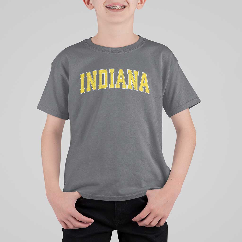 Vintage Indiana IN T Shirt For Kid Retro Throwback Design Classic Yellow Athletic Sports - Wonder Print Shop