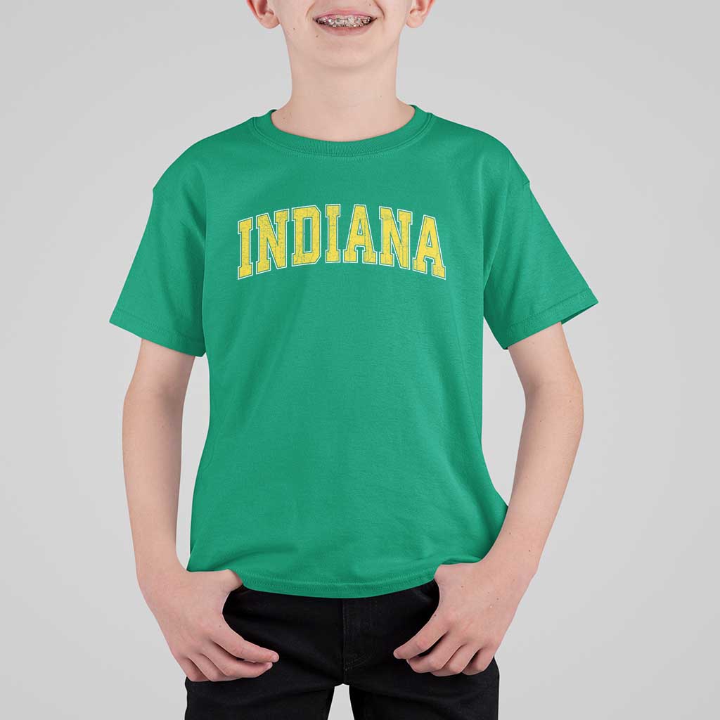 Vintage Indiana IN T Shirt For Kid Retro Throwback Design Classic Yellow Athletic Sports - Wonder Print Shop
