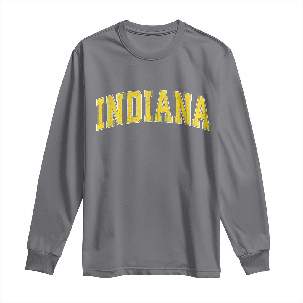 Vintage Indiana IN Long Sleeve Shirt Retro Throwback Design Classic Yellow Athletic Sports - Wonder Print Shop