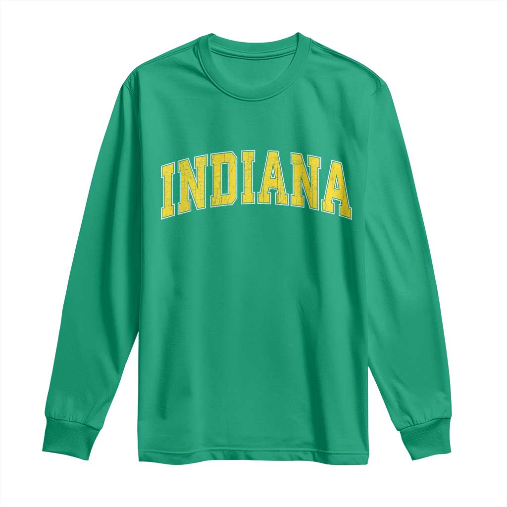 Vintage Indiana IN Long Sleeve Shirt Retro Throwback Design Classic Yellow Athletic Sports - Wonder Print Shop
