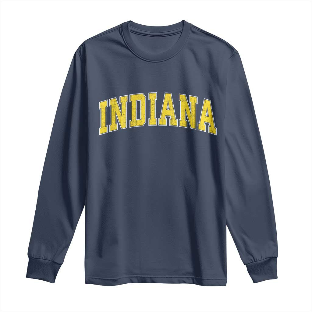 Vintage Indiana IN Long Sleeve Shirt Retro Throwback Design Classic Yellow Athletic Sports - Wonder Print Shop