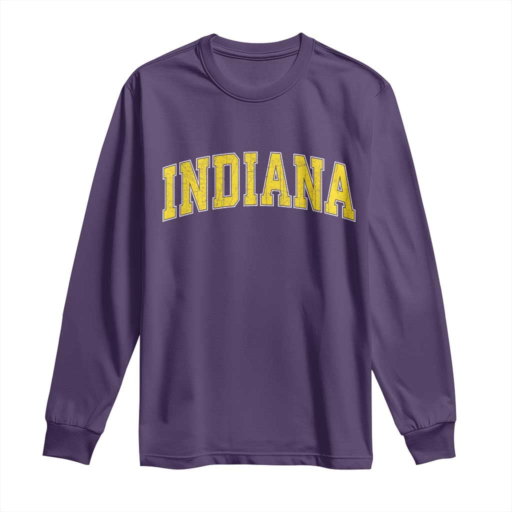 Vintage Indiana IN Long Sleeve Shirt Retro Throwback Design Classic Yellow Athletic Sports - Wonder Print Shop