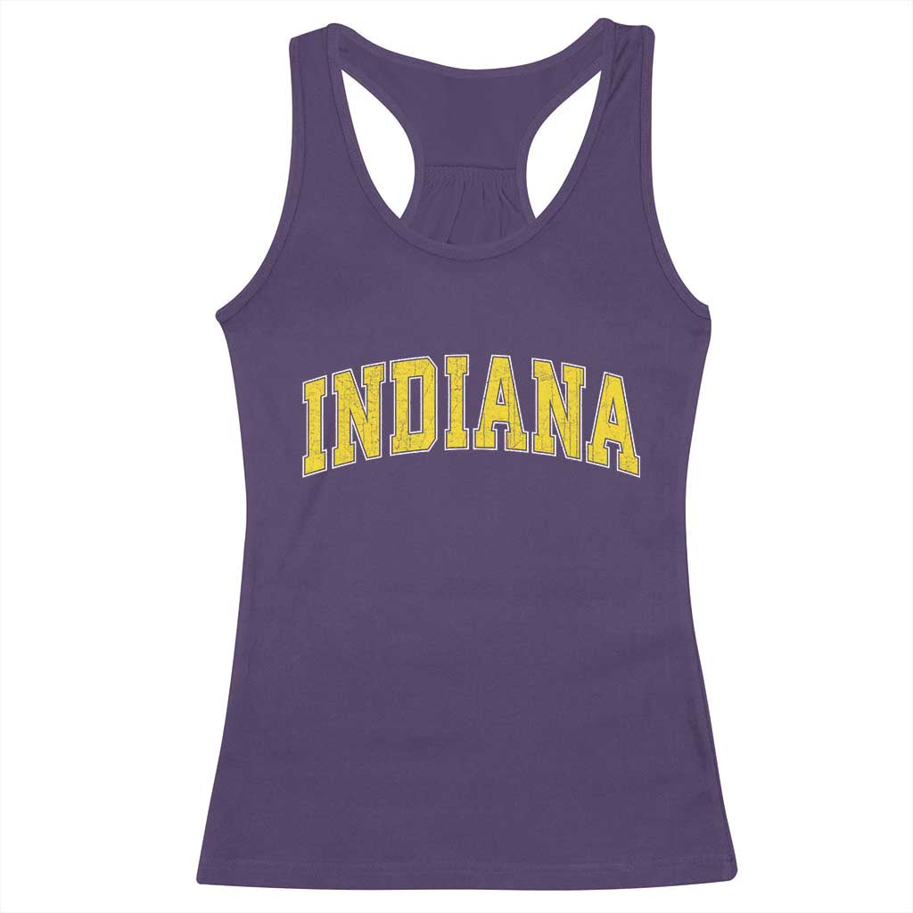Vintage Indiana IN Racerback Tank Top Retro Throwback Design Classic Yellow Athletic Sports - Wonder Print Shop