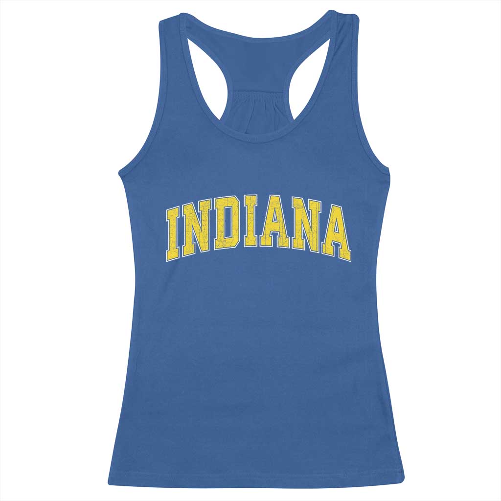Vintage Indiana IN Racerback Tank Top Retro Throwback Design Classic Yellow Athletic Sports - Wonder Print Shop
