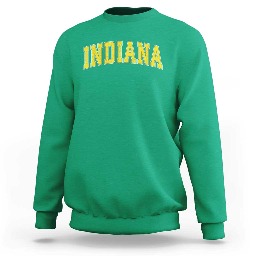 Vintage Indiana IN Sweatshirt Retro Throwback Design Classic Yellow Athletic Sports - Wonder Print Shop
