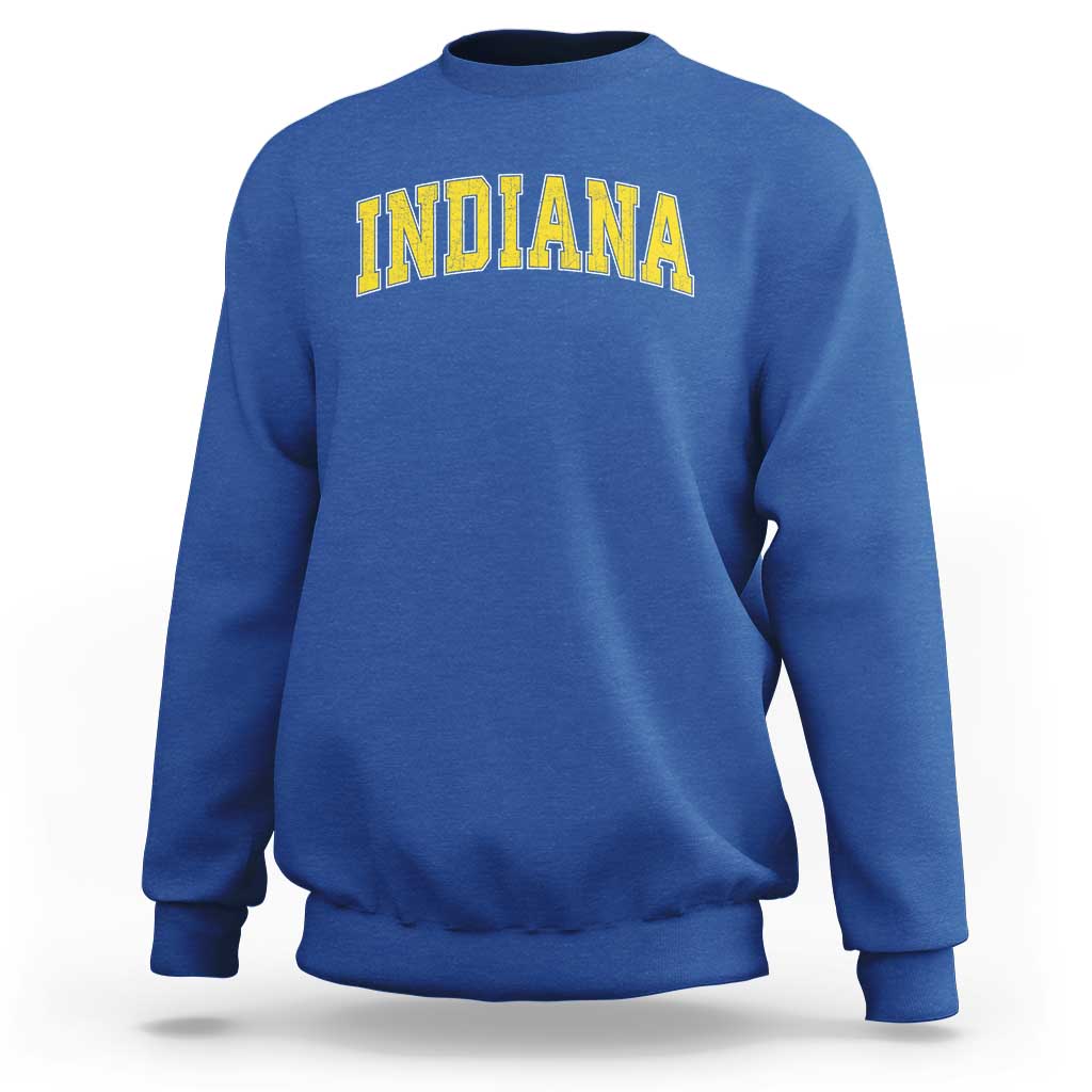 Vintage Indiana IN Sweatshirt Retro Throwback Design Classic Yellow Athletic Sports - Wonder Print Shop