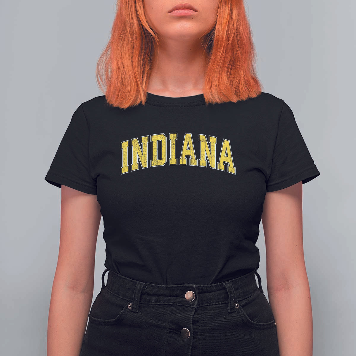 Vintage Indiana IN T Shirt For Women Retro Throwback Design Classic Yellow Athletic Sports - Wonder Print Shop