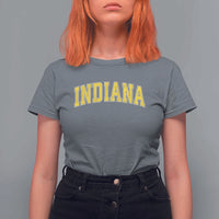 Vintage Indiana IN T Shirt For Women Retro Throwback Design Classic Yellow Athletic Sports - Wonder Print Shop