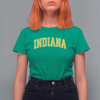 Vintage Indiana IN T Shirt For Women Retro Throwback Design Classic Yellow Athletic Sports - Wonder Print Shop