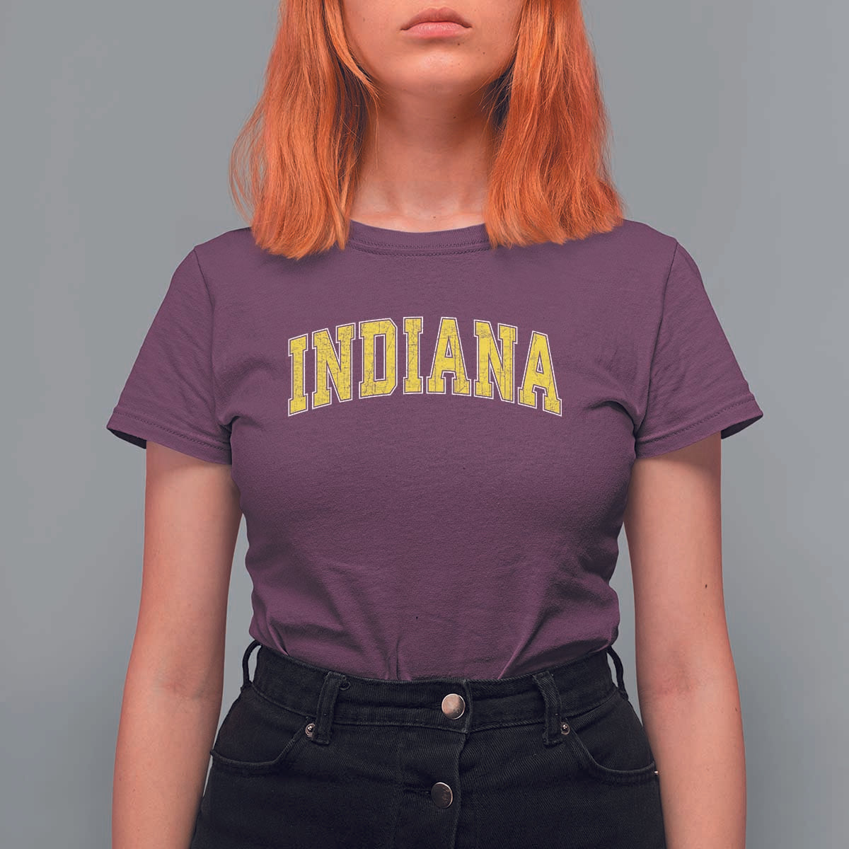 Vintage Indiana IN T Shirt For Women Retro Throwback Design Classic Yellow Athletic Sports - Wonder Print Shop
