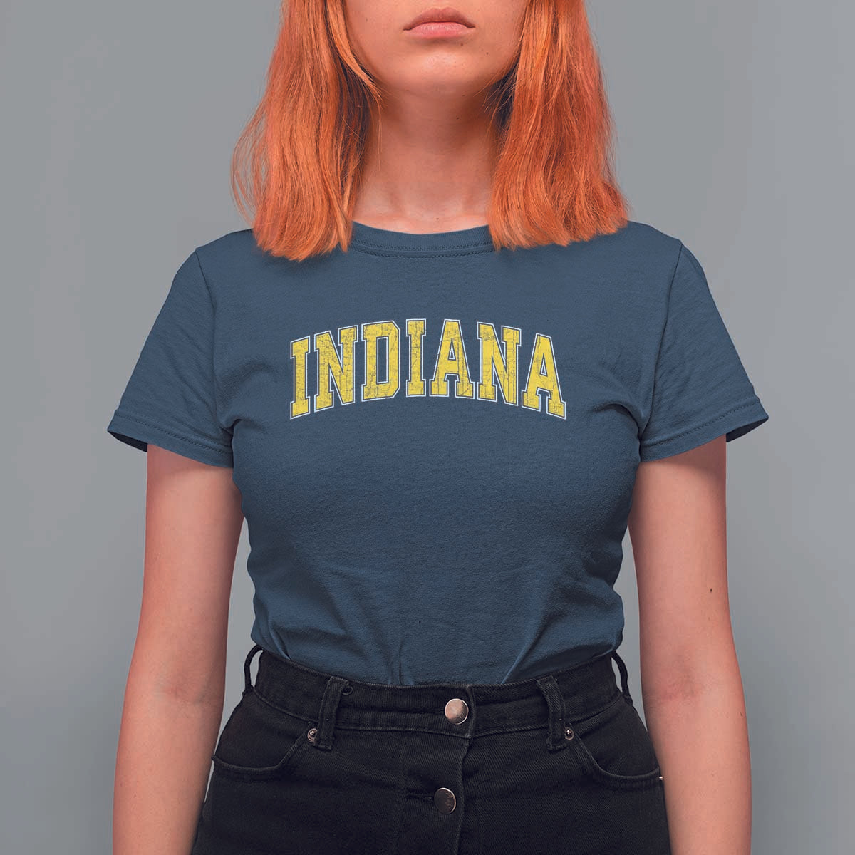 Vintage Indiana IN T Shirt For Women Retro Throwback Design Classic Yellow Athletic Sports - Wonder Print Shop