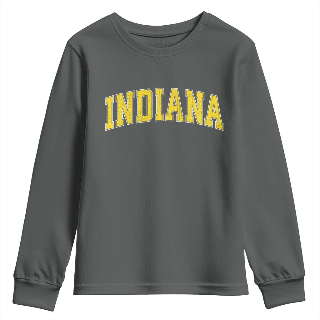 Vintage Indiana IN Youth Sweatshirt Retro Throwback Design Classic Yellow Athletic Sports - Wonder Print Shop