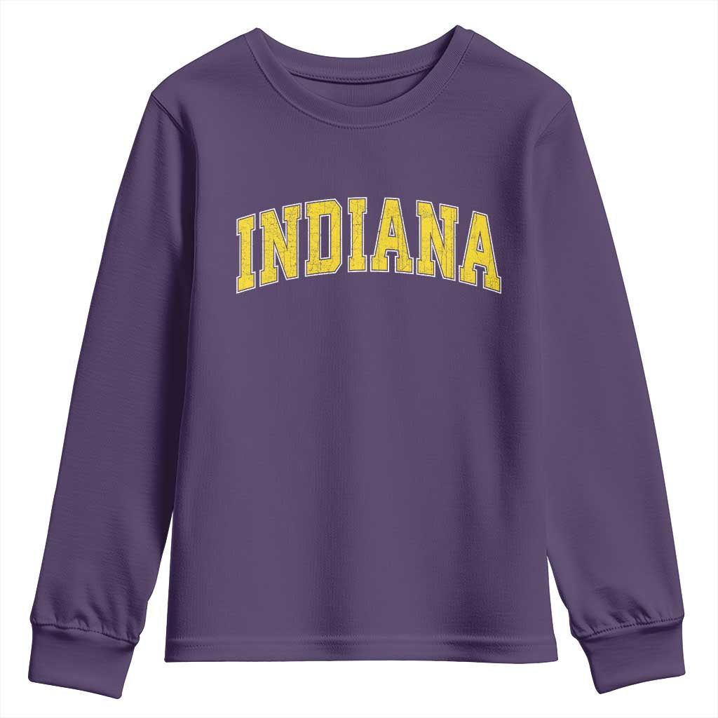 Vintage Indiana IN Youth Sweatshirt Retro Throwback Design Classic Yellow Athletic Sports - Wonder Print Shop