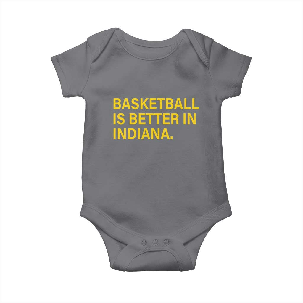 Basketball Is Better in Indiana Baby Onesie Bold Yellow Statement Hoosier Hoops Fans - Wonder Print Shop