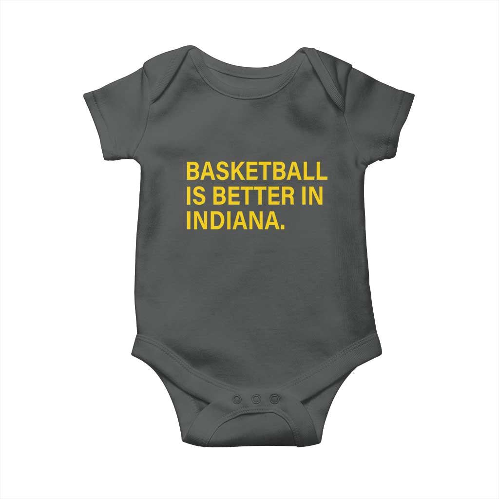 Basketball Is Better in Indiana Baby Onesie Bold Yellow Statement Hoosier Hoops Fans - Wonder Print Shop