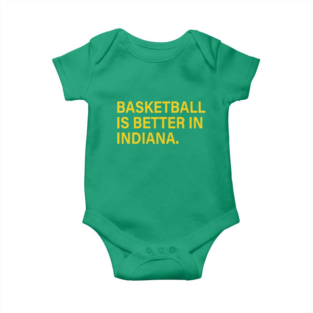 Basketball Is Better in Indiana Baby Onesie Bold Yellow Statement Hoosier Hoops Fans - Wonder Print Shop