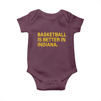 Basketball Is Better in Indiana Baby Onesie Bold Yellow Statement Hoosier Hoops Fans - Wonder Print Shop