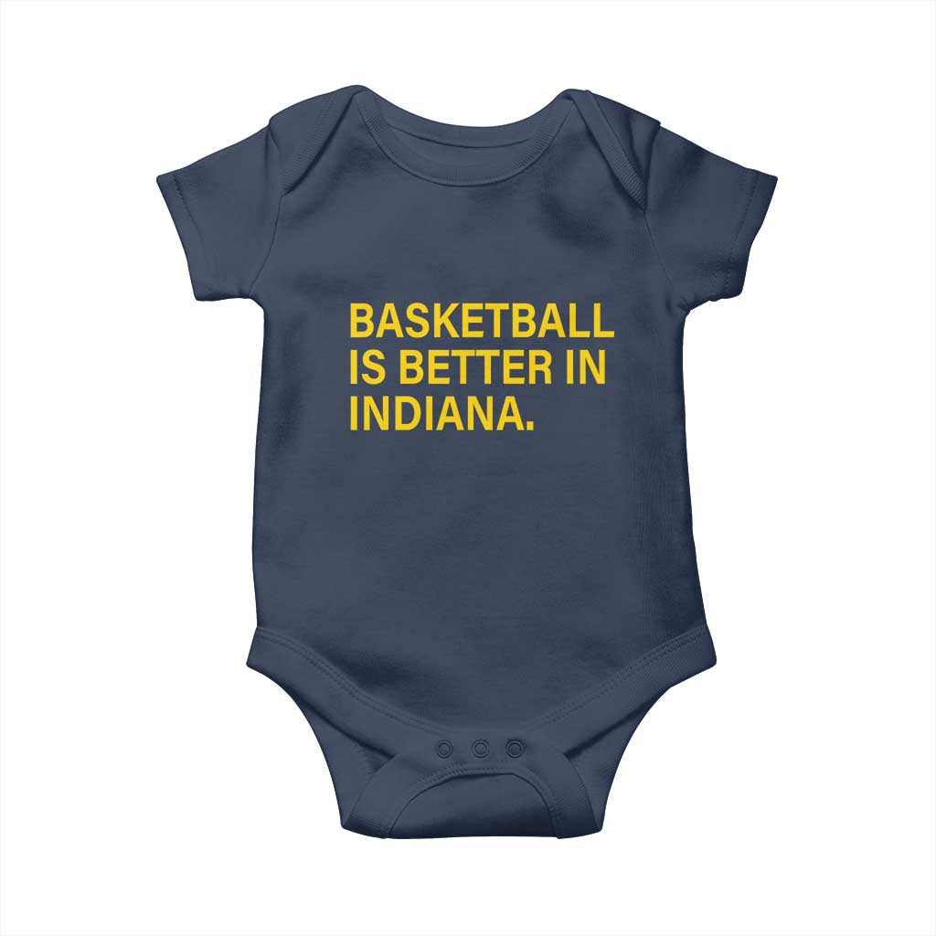 Basketball Is Better in Indiana Baby Onesie Bold Yellow Statement Hoosier Hoops Fans - Wonder Print Shop
