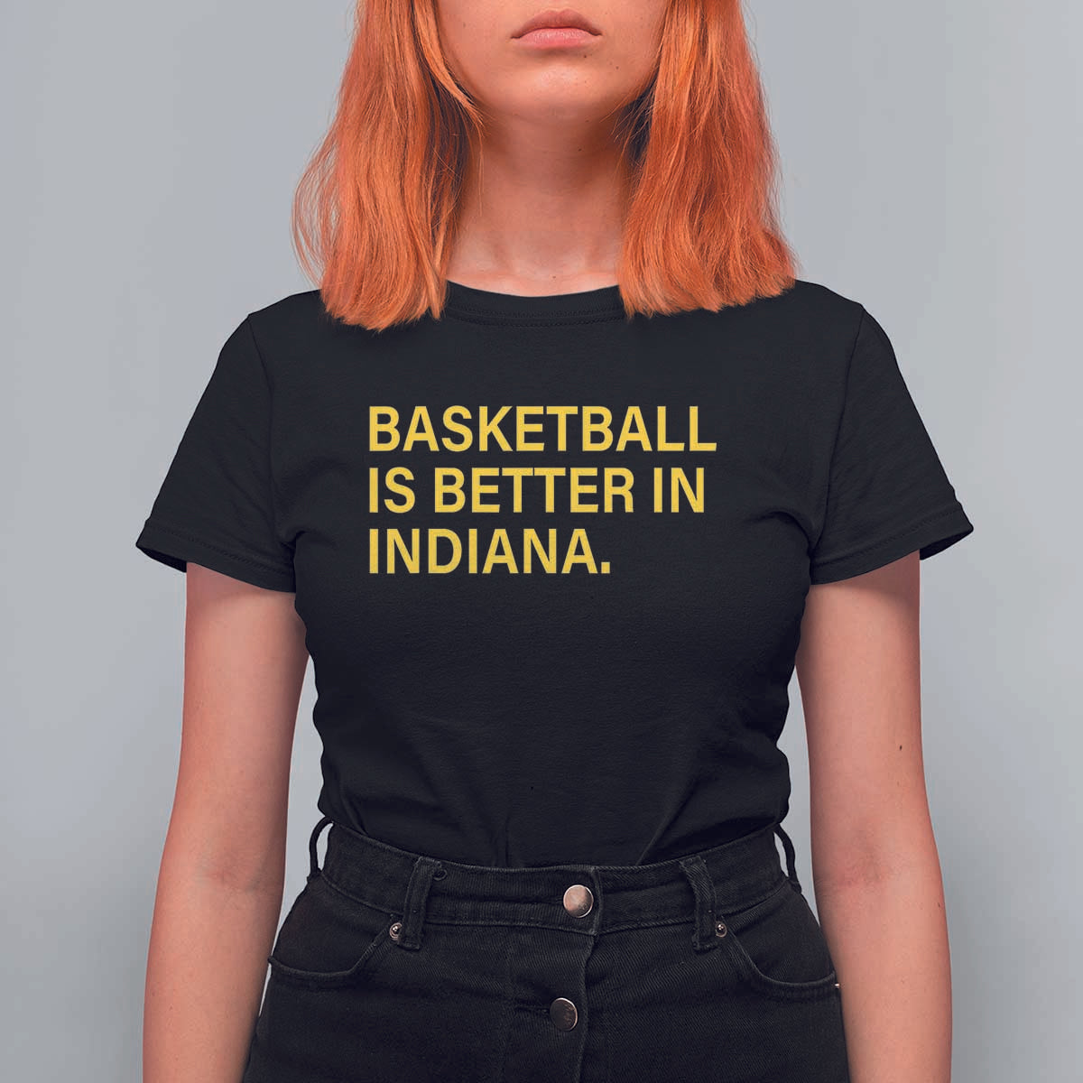 Basketball Is Better in Indiana T Shirt For Women Bold Yellow Statement Hoosier Hoops Fans - Wonder Print Shop