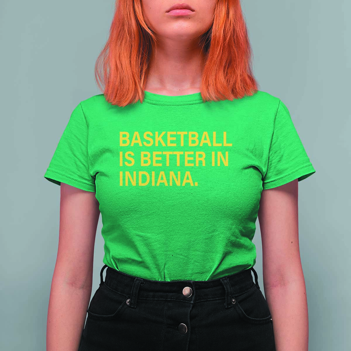 Basketball Is Better in Indiana T Shirt For Women Bold Yellow Statement Hoosier Hoops Fans - Wonder Print Shop