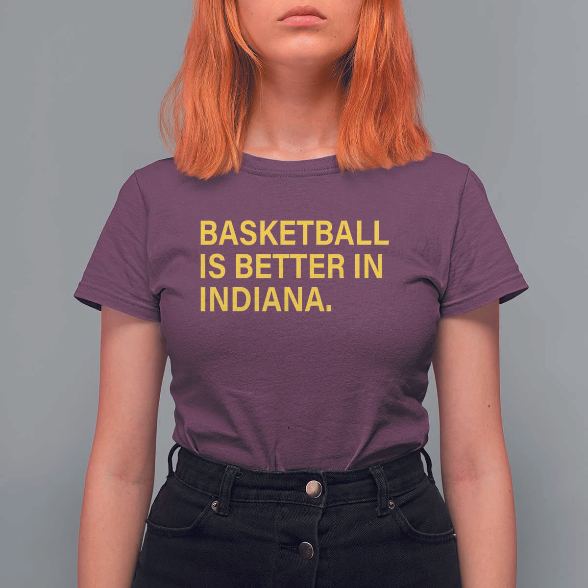 Basketball Is Better in Indiana T Shirt For Women Bold Yellow Statement Hoosier Hoops Fans - Wonder Print Shop