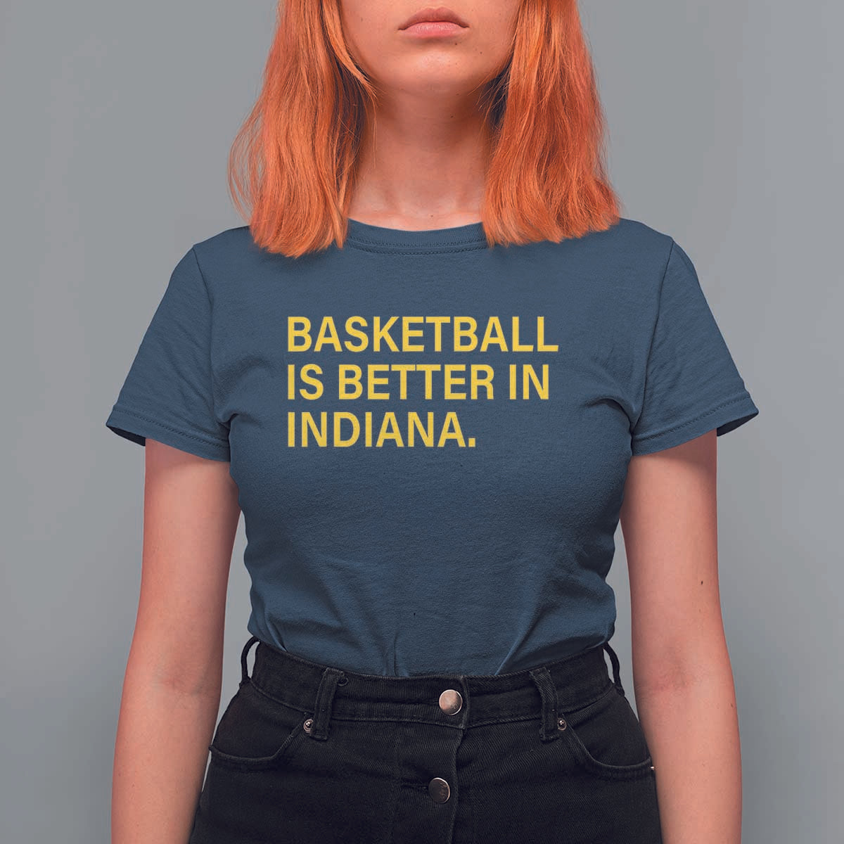 Basketball Is Better in Indiana T Shirt For Women Bold Yellow Statement Hoosier Hoops Fans - Wonder Print Shop