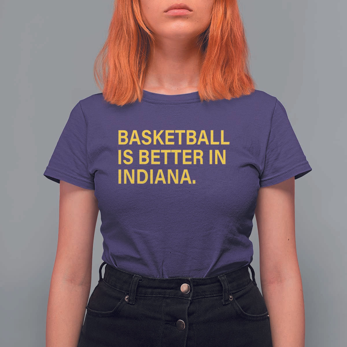 Basketball Is Better in Indiana T Shirt For Women Bold Yellow Statement Hoosier Hoops Fans - Wonder Print Shop
