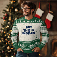 But This Is Indiana Ugly Christmas Sweater Hoosier Basketball Fans Bold Blue and Gold - Wonder Print Shop