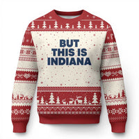 But This Is Indiana Ugly Christmas Sweater Hoosier Basketball Fans Bold Blue and Gold - Wonder Print Shop