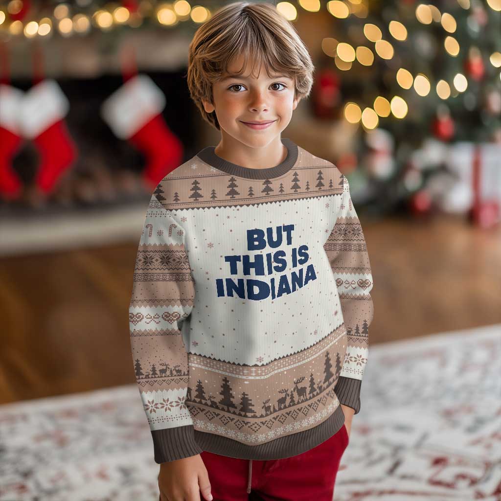 But This Is Indiana Ugly Christmas Sweater Hoosier Basketball Fans Bold Blue and Gold - Wonder Print Shop
