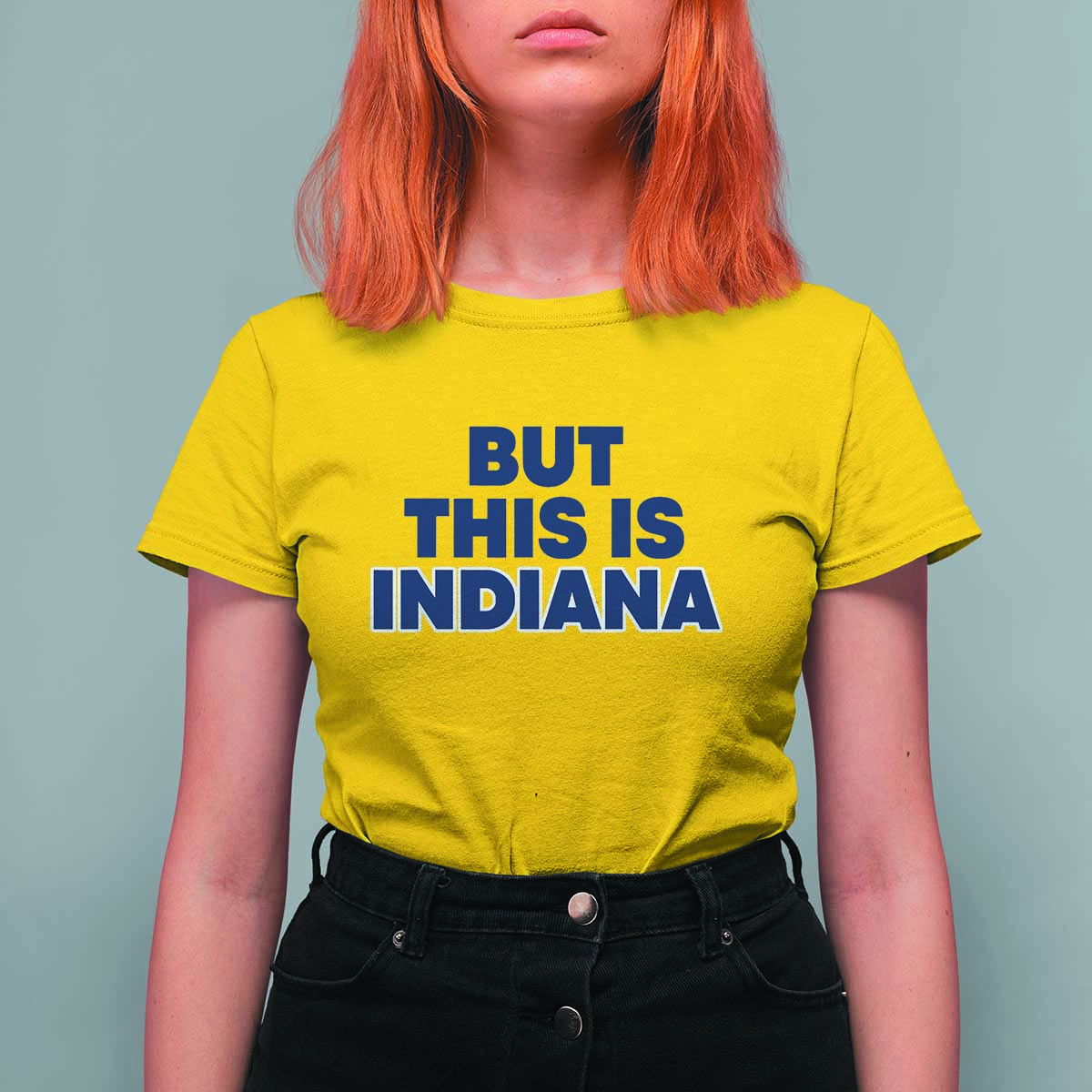 But This Is Indiana T Shirt For Women Hoosier Basketball Fans Bold Blue and Gold - Wonder Print Shop