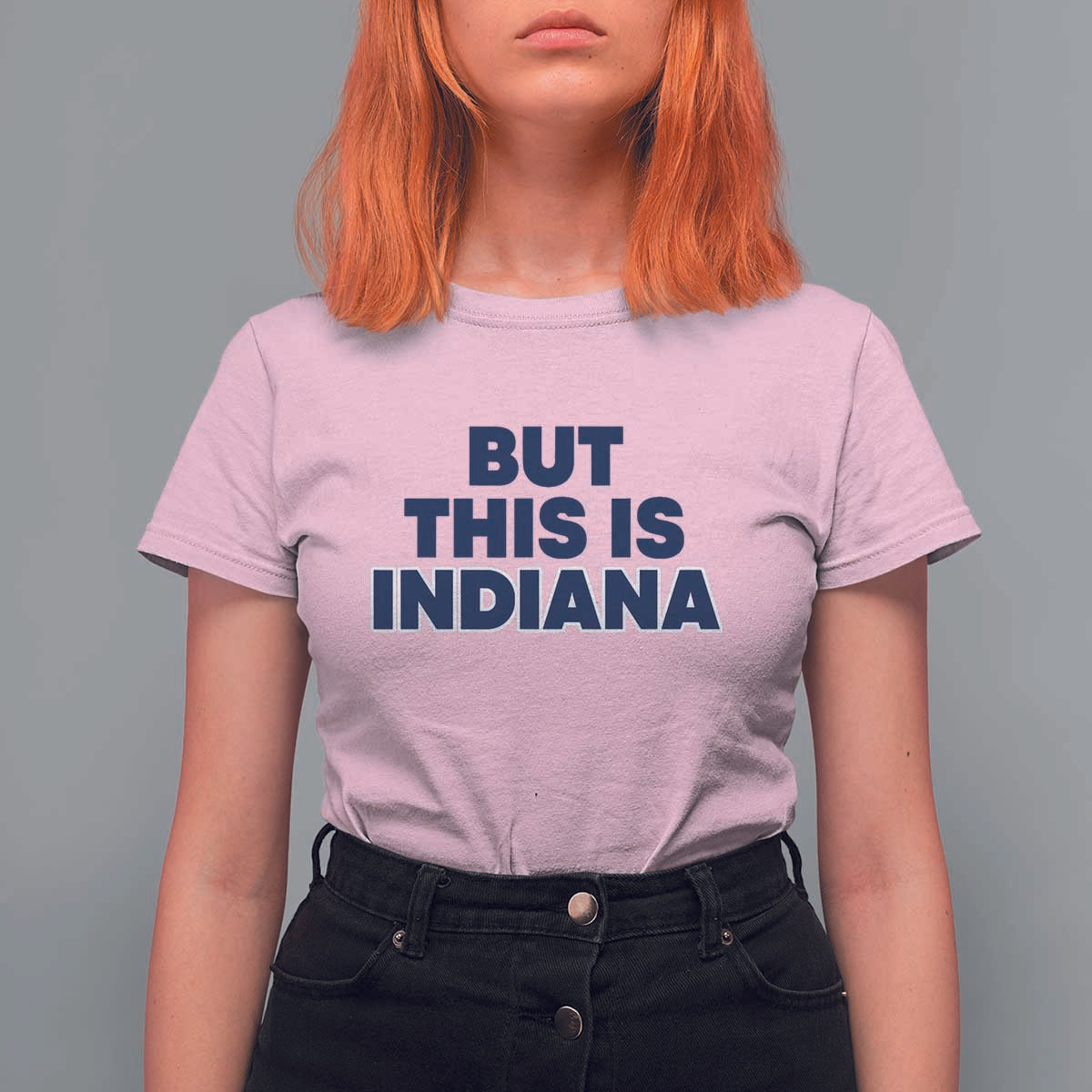But This Is Indiana T Shirt For Women Hoosier Basketball Fans Bold Blue and Gold - Wonder Print Shop
