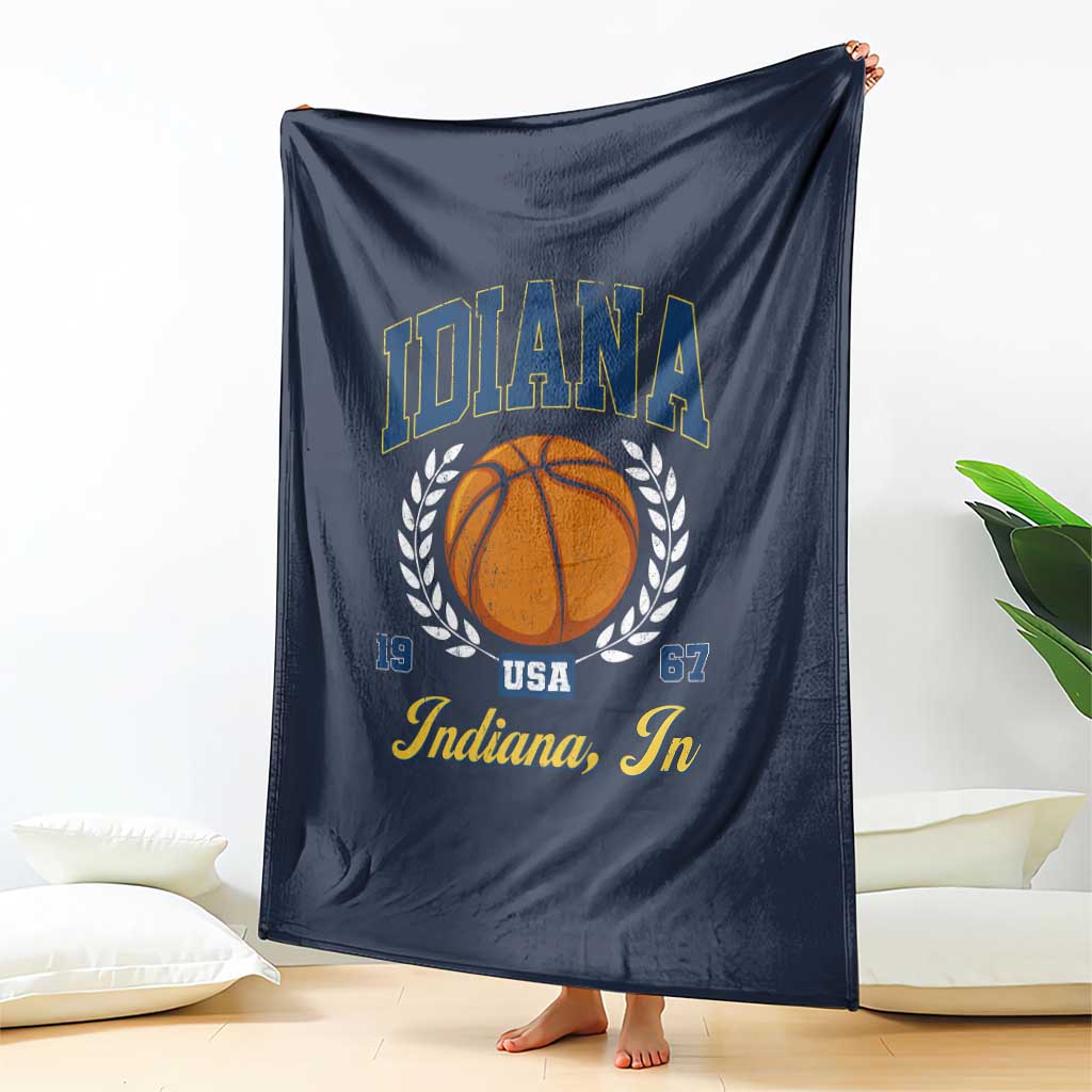 Vintage Indiana Basketball Graphic Throw Blanket Retro 1967 Sports Indianapolis IN Fan
