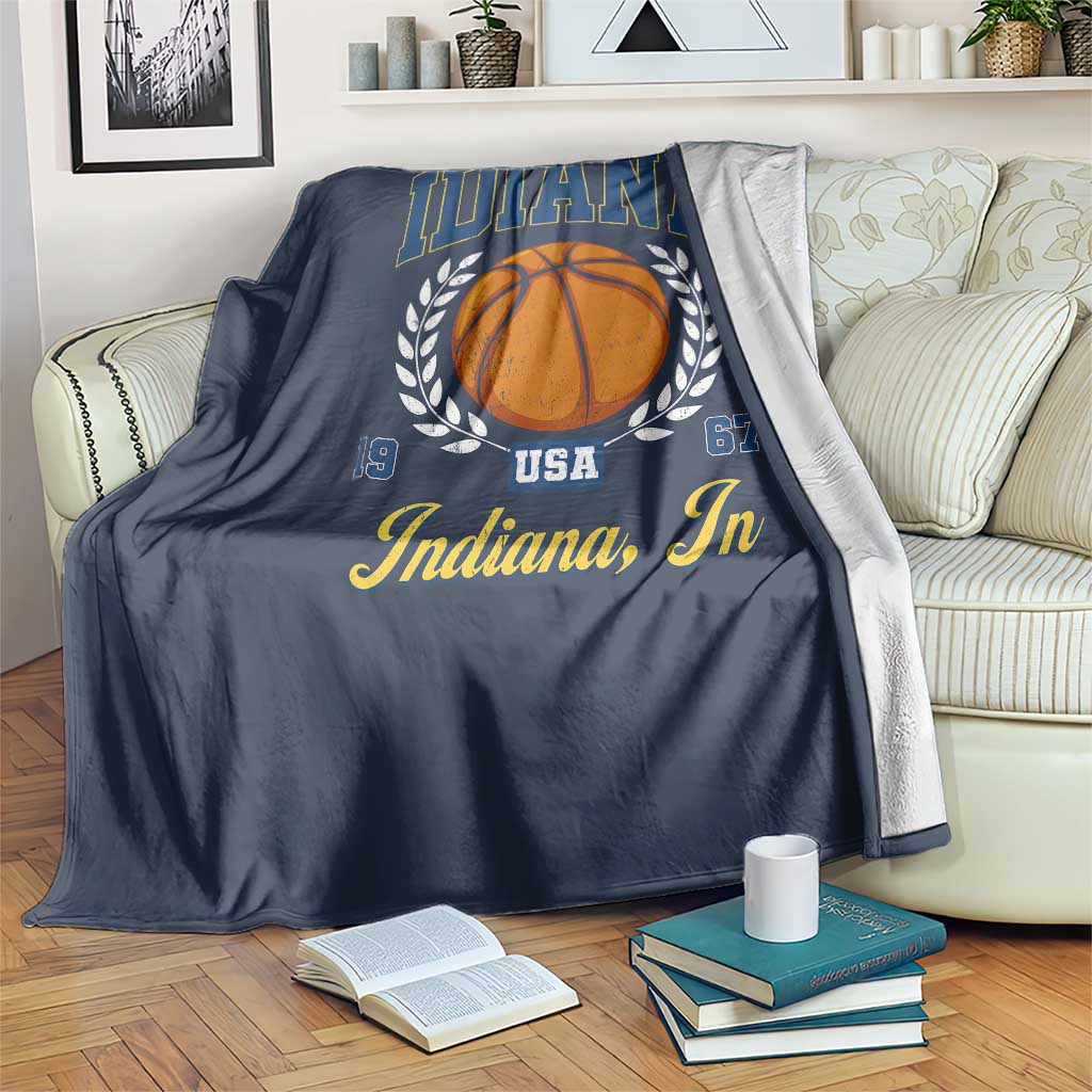 Vintage Indiana Basketball Graphic Throw Blanket Retro 1967 Sports Indianapolis IN Fan