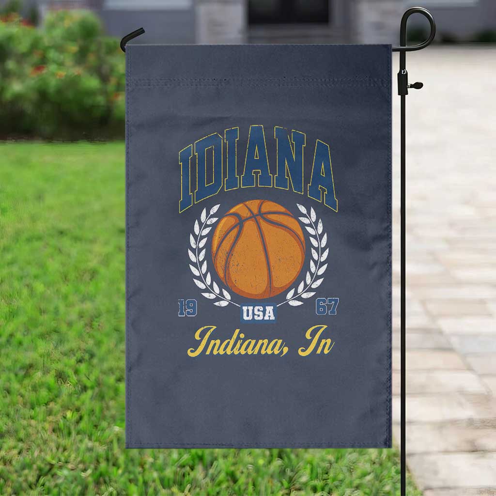 Vintage Indiana Basketball Graphic Garden Flag Retro 1967 Sports Indianapolis IN Fan