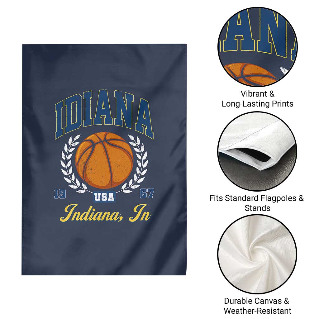 Vintage Indiana Basketball Graphic Garden Flag Retro 1967 Sports Indianapolis IN Fan
