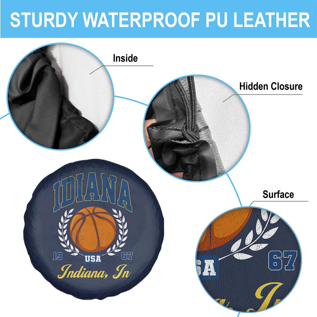 Vintage Indiana Basketball Graphic Spare Tire Cover Retro 1967 Sports Indianapolis IN Fan