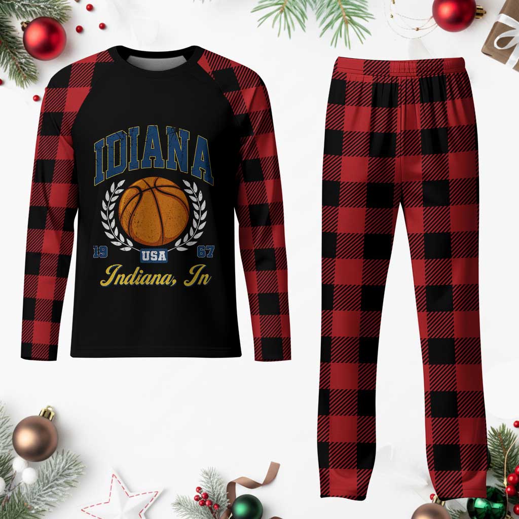 Vintage Indiana Basketball Graphic Plaid Pajama Set Retro 1967 Sports Indianapolis IN Fan